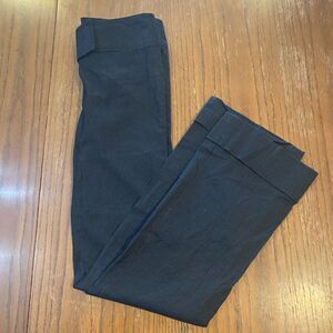 Y2K Bebe Linen Blend Black Pinstripe Flare Dress Pants Tailored Trousers